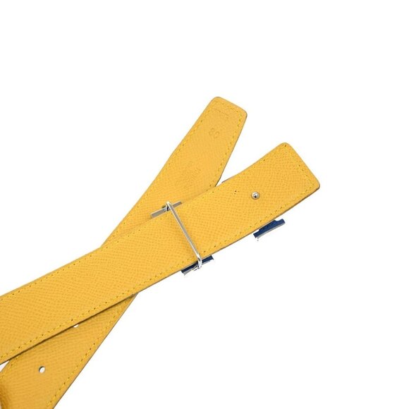 HERMES H Logo Constance Reversible Buckle Belt Leather #80 SHW Blue YW 82YH574 - Picture 6 of 16